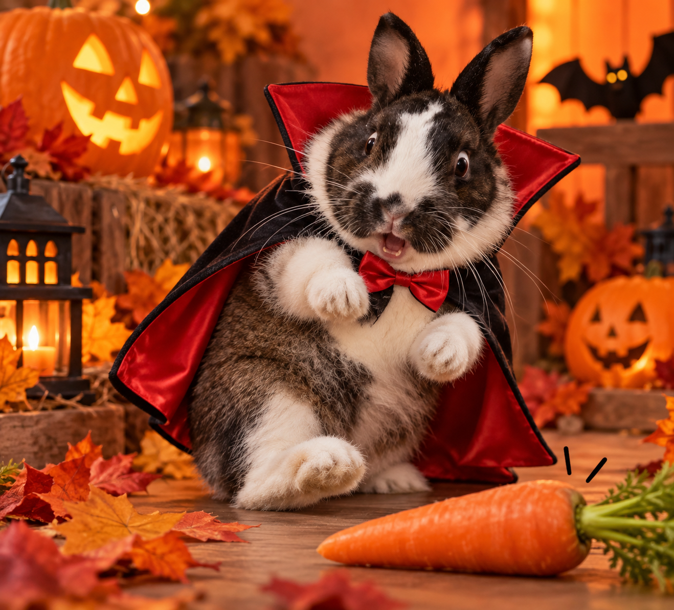 Juliette déguisée en petit vampire pour Halloween